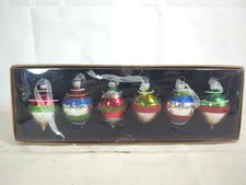 Pier One Set Of 6 Glass Christmas Ornaments 711A