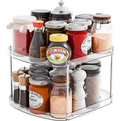 Yieach 2 Tier Pantry Lazy Susan Organizer,12 x10  Square Large, Clear 