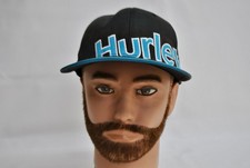 HURLEY FLEX FIT, BASEBALL CAP, BLK AND BLUE,  BLK HAS WEATHERED LOOK