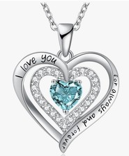 Necklaces for Women Birthstone Heart Necklace Jewelry for Wife Girl Mar