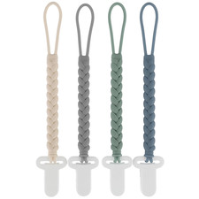 4-Pack Silicone Pacifier Clips with a Woven Rope Shape for Baby Boys and Girls -