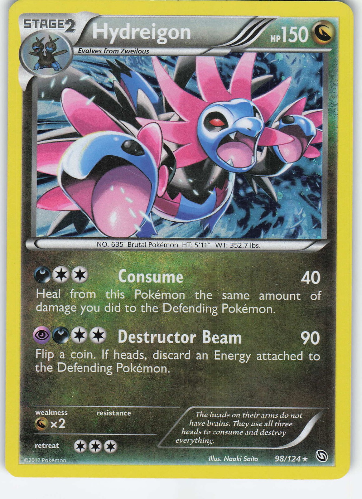 Hydreigon (98) 98/124 Rare Regular Dragons Exalted LP Pokémon