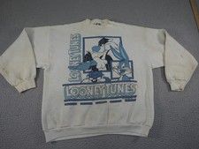 Vintage Looney Tunes Sweatshirt Mens Large White Bugs Bunny Daffy Sylvester 90s
