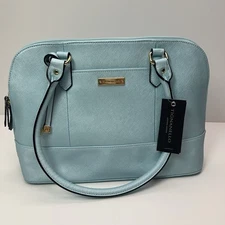 TIGNANELLO Leather Bowery Dome Satchel Lined Shoulder Purse Powder Blue NWT