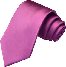 3.15" 8Cm Mens Solid Satin Tie Pure Color Necktie for Business and Wedding Gi