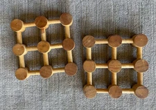 Vintage pair Nissan Denmark teak wood trivets Danish Modern Jens Quistgaard era