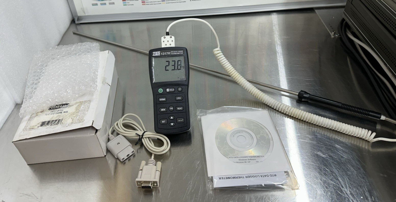 TES 1317R RTD Data Logger Thermometer w/ Omega 24" probe --Calibrated--