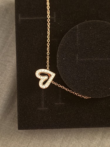 Pandora Rose Gold-Plated Sparkling Open Heart Necklace 14K Rose Plated ALE MET