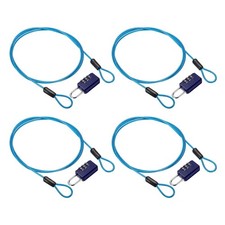 Security Cable with 3 Digit Combination Lock, 3.28 ft x 3/32", Blue 4 Set 