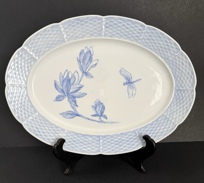 White & Blue Thun Carlsbad Bohemia Porcelain Hand Painted Platter Signed 14''