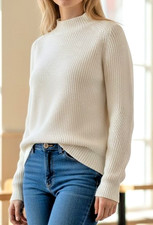 NWT Ann Taylor Loft Womens Size S Pullover White Sweater Knit Cotton Blend Cozy