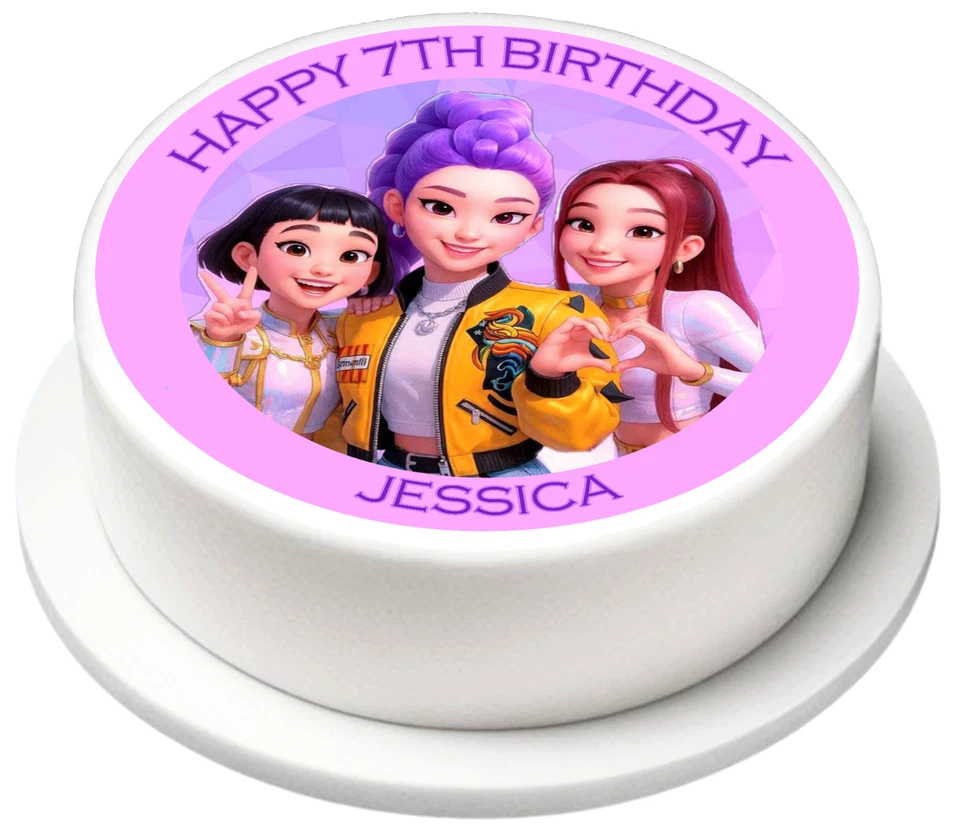 KEYDOTS KPOP DEMON HUNTERS PERSONALISED Cake Topper - EDIBLE ICING / WAFER - 4" TO 11"