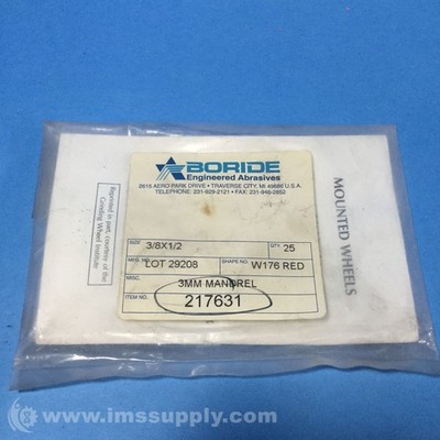 Boride Engineered Abrasives 217631 3mm Mandrel, W176 3/8x1/2 Inch FNIP