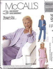 UNCUT Vintage McCalls Sewing Pattern Misses Jacket Top Pull on Pants Skirt 3151