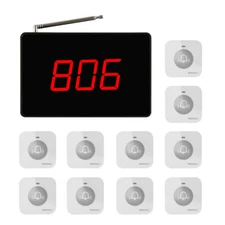 SINGCALL Wireless Calling System 1 Screen Receiver, 10 Small Pagers for Cafe
