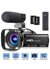 Video Camera with Microphone, FHD 1080P 30FPS 24MP Camcorder YouTube Vlogging Ca