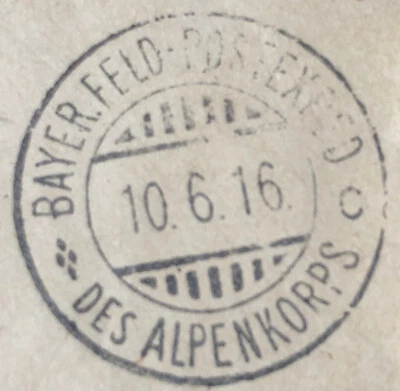 WW1 Brief Feldpost Bayer. Feld-Postexp des Alpenkorps Inf. Leibregiment 1916 - Bild 1 von 4