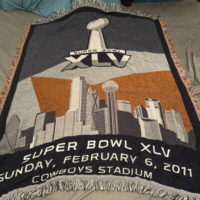 Packers Steelers Super Bowl XLV Tapestry Throw Blanket Fringed