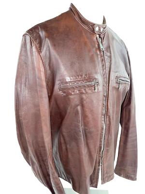 VTG 70S MENS 48 LARGE BROOKS RACER CAFE BROWN MOTORCYCLE BIKER
