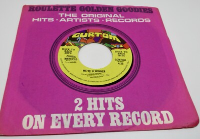 Curtis Mayfield Get Down / We're A Winner 1976 Curtom Label 45 RPM Vinyl Record