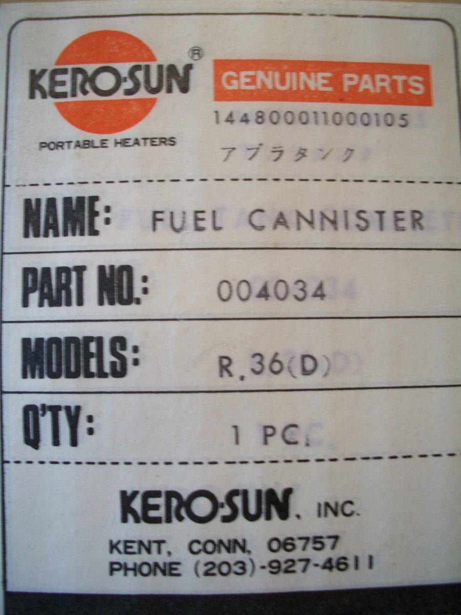 KEROSUN RADIANT 36 (R-36) KEROSENE HEATER FUEL TANK CANISTER REMOVABLE #  004034 | eBay