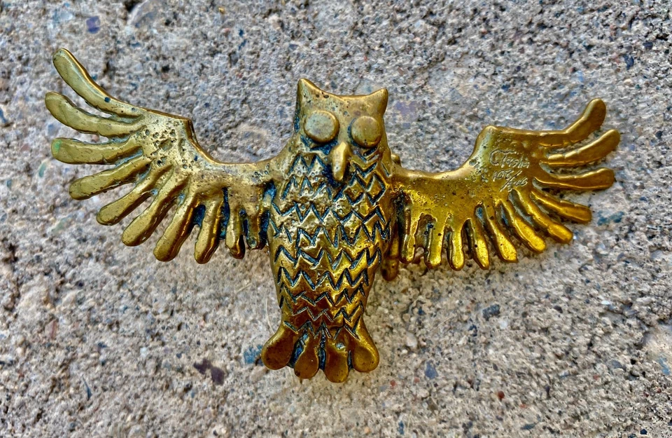 Hebilla de cinturón Carl Tasha vintage de búho para mujer firmada y numerada Foto 3 de 4