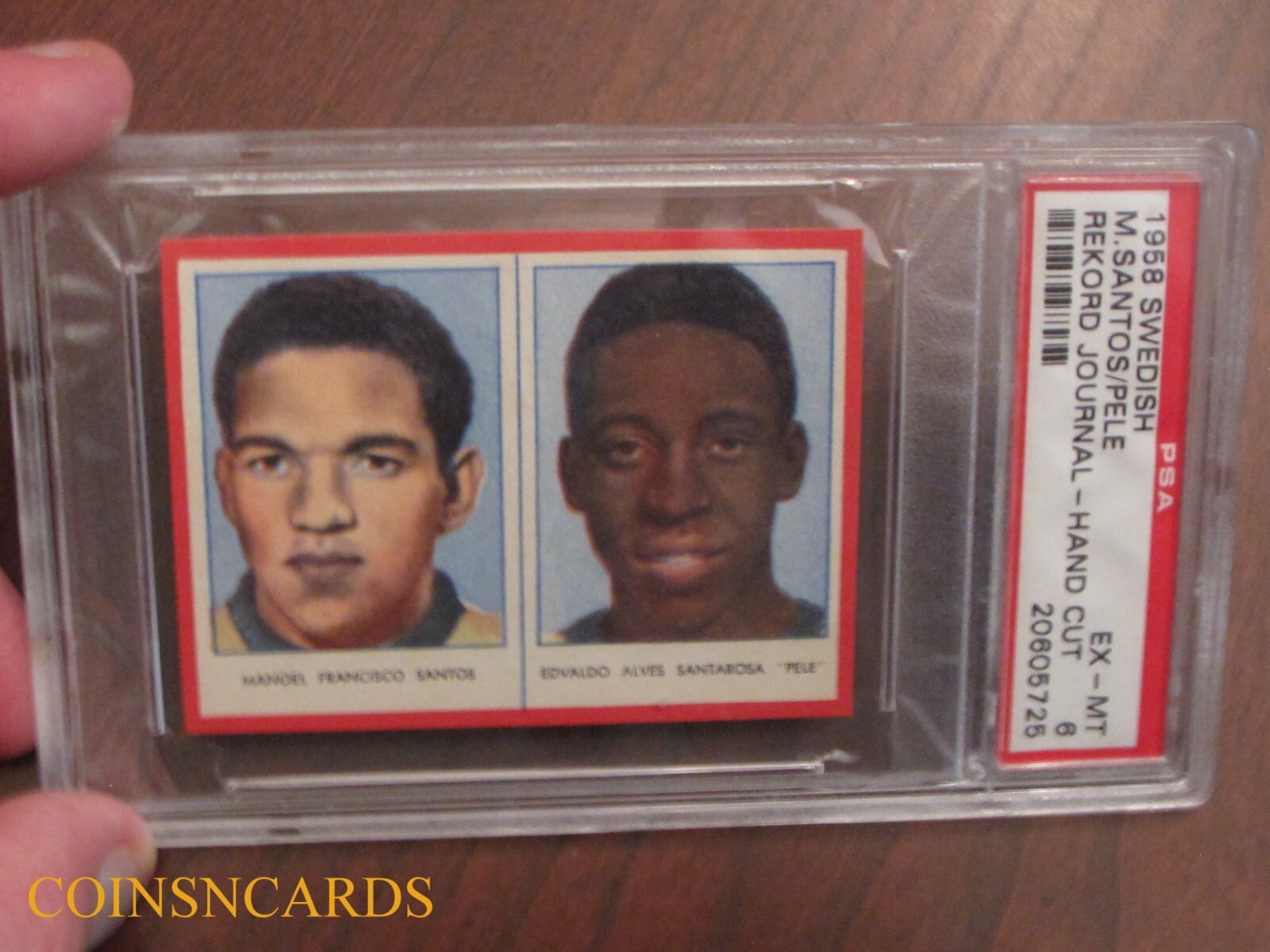 1958 Swedish Rekord Journal  Pele Rookie Card Vibrant Colors PSA 6 Ex-MT Scarce!