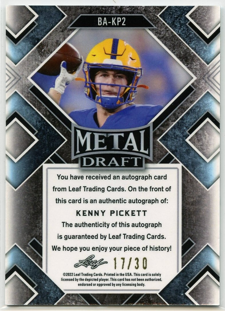 2022 Leaf Metal Draft KENNY PICKETT BAKP2 Silver Wave Auto Rookie RC