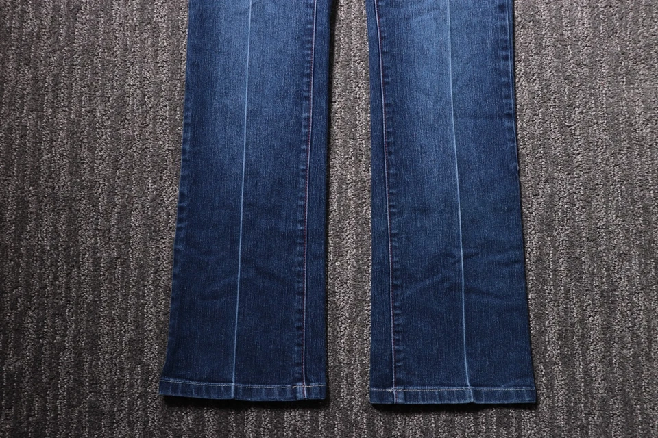 Pantalones de mezclilla Ecko rojos vintage Y2K de diseñador ropa de calle pierna de cigarrillo tiro bajo para mujer 7 Foto 2 de 4