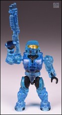 FIGURA HALO MEGA BLOKS UNSC CAMUFLAJE ACTIVO AZUL TRANSLÚCIDO MARCA ESPARTANA IV 97520