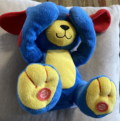 The Sillies Peek a Boo & Mimic Heartsong 8  Blue & Yellow Puppy Plush EUC
