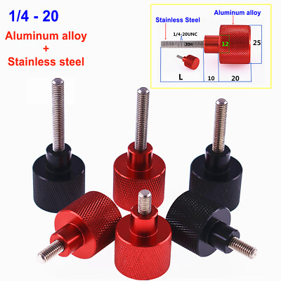 1/4-20 UNC Knurled Thumb Screw Al Alloy Hand Grip Knob Fit PC Case Camera Tripod