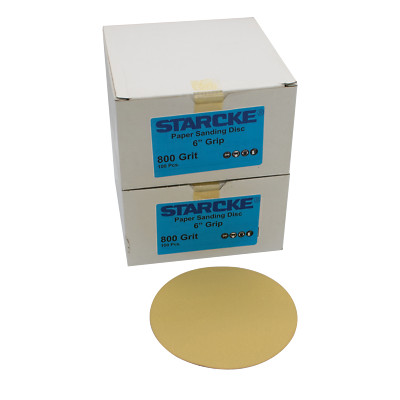 STARCKE Paper Sanding Grip Discs, 6 Inch, 800 Grit, Hook & Loop, Two - 100 packs