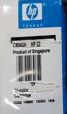 GENUINE Original HP 22 HP22 C9352AA Colour Ink Cartridges - NO BOX ...