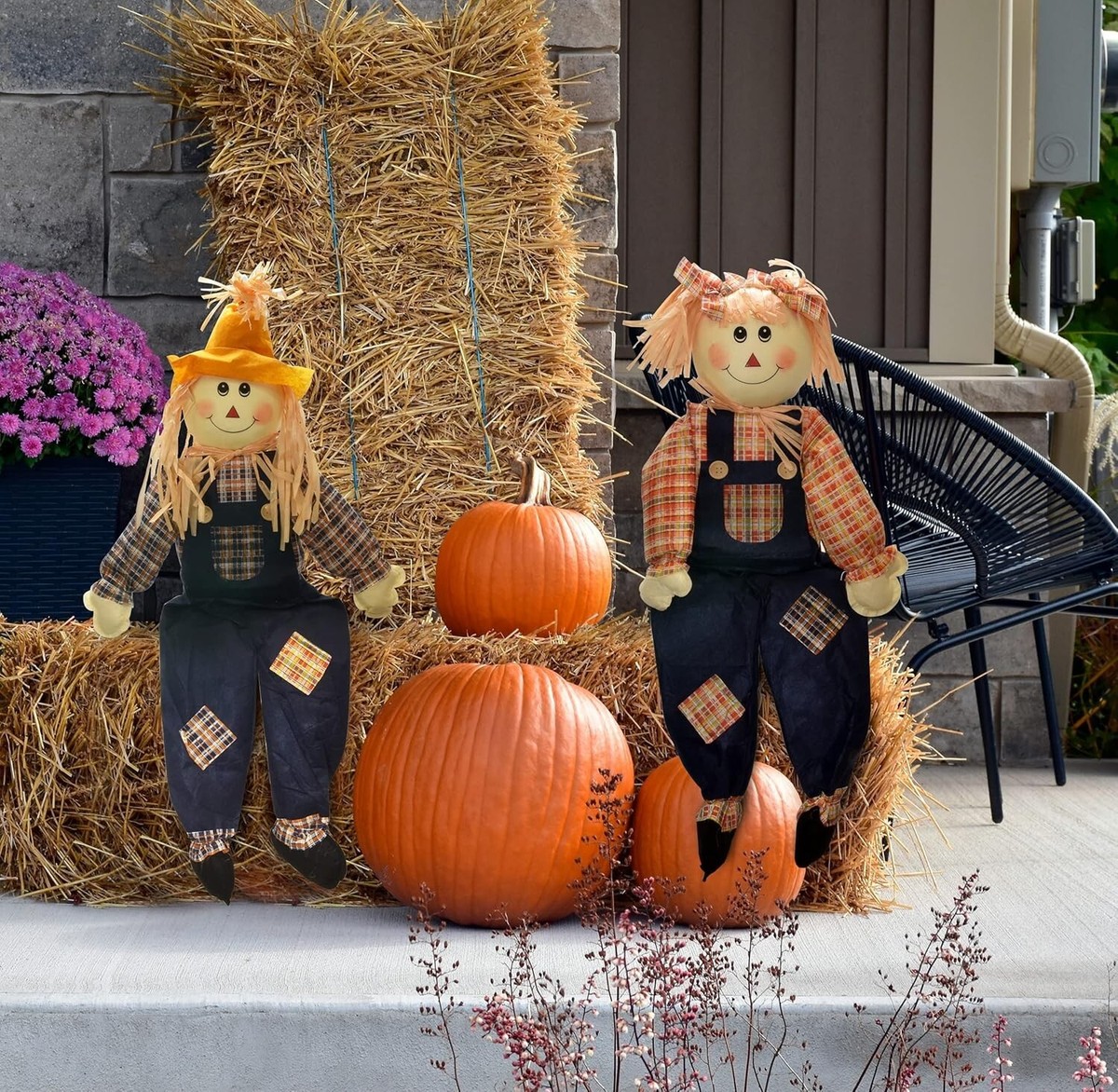 Fall Scarecrow Lighted Lantern Tree Porch Hugger Outdoor Yard