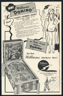 1952 Williams Domino pinball machine photo vintage trade print ad