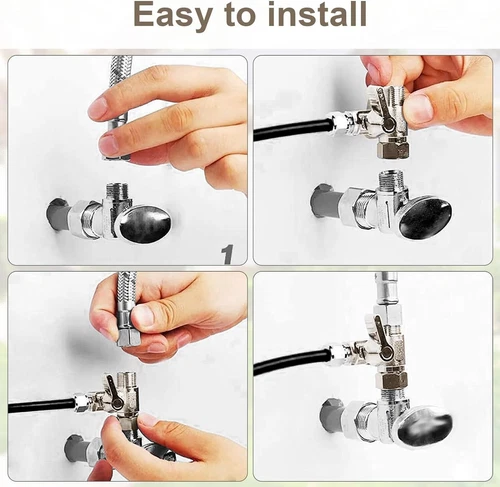 2 in 1 Wasseranschluss Kühlschrank Adapter T-stück mit Absperrhahn Absperrventil - Bild 14 von 18