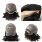 Human Hair Fine Mono Wig French Lace Front Full Head Wig Medium Size 6'' #1B