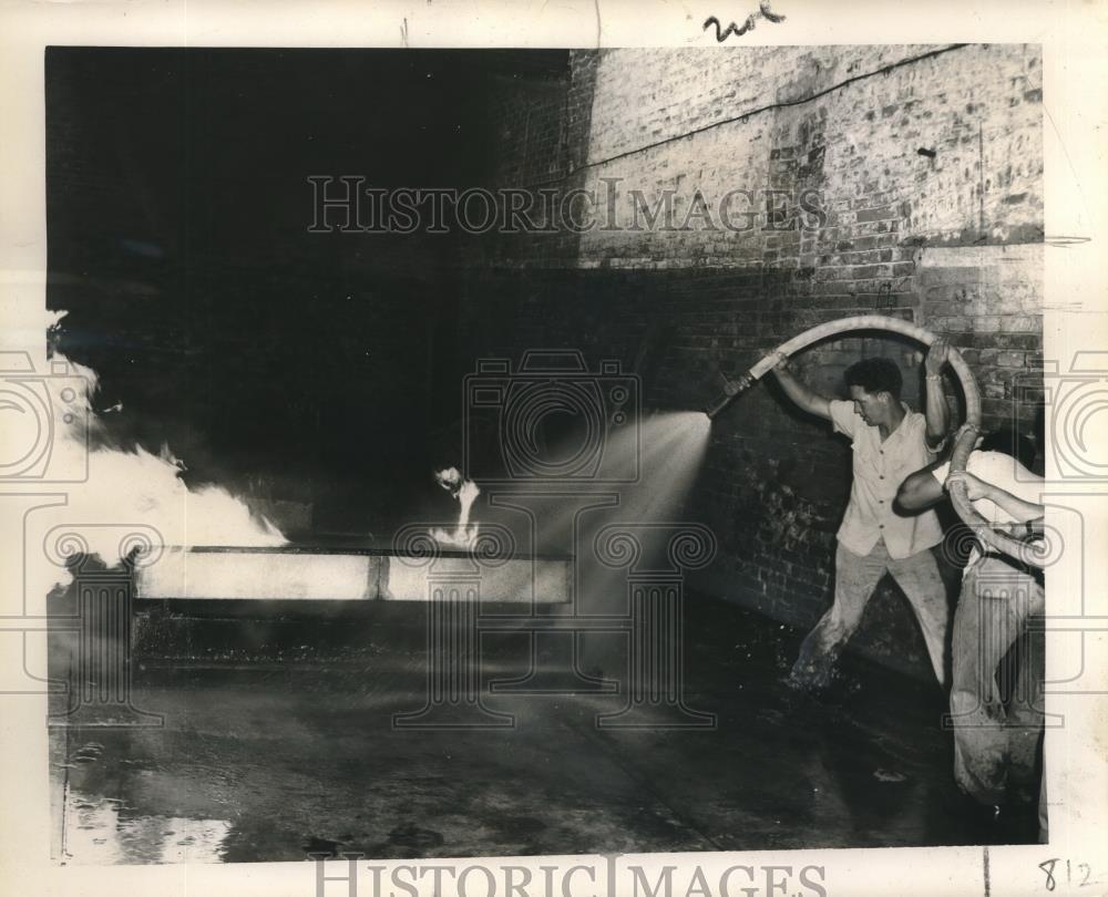 Photo Firemen Use Water Fog In French Quarter Gasoline Fire