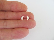 Sterling Silver 6mm Dazzle Crescent Moon post stud earrings.