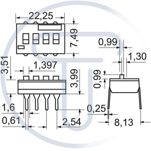 Dip switch a 8 posizioni - TE Connectivity ADE08A04 - Imagen 2 de 2