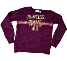 The Children's Place Princess Glitter  Sequin Wine Soft Knit Sweater 7-8 Winter