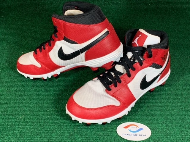 all red jordan cleats