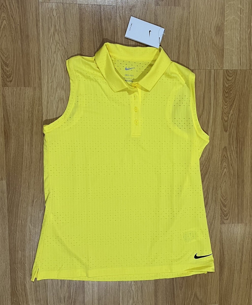 Nike Dri-Fit Victory Sleeveless Yellow Golf Polo Women's Size M