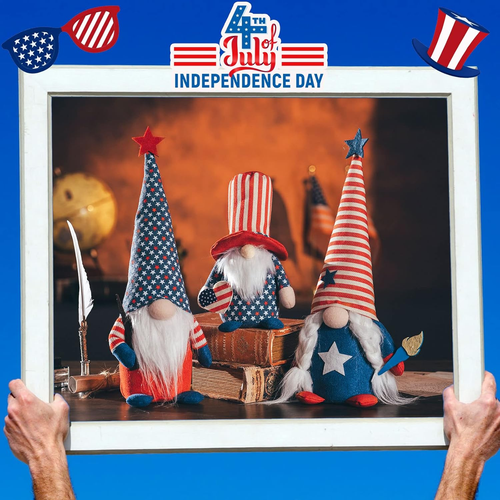 4Th of July Patriotic Gnomes Decorations - 3PCS Handmade Gnomes American Stars&S - Picture 7 of 12