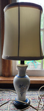 Electric Bedside Table Lamp Blue White Flowers Dainty Cute Desk Living Room
