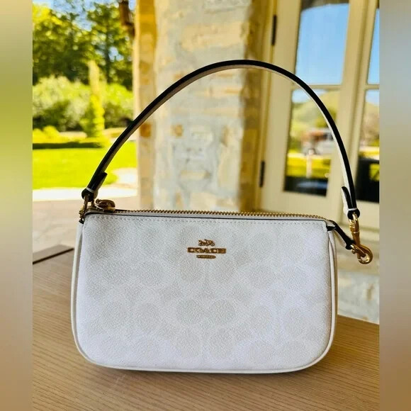 Coach Nolita 19 Signature Canvas Wristlet Shoulder Bag Chalk