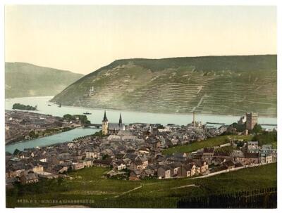 Bingen and the bridge, the Rhine, Germany c1900 OLD PHOTO