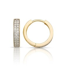 14K Solid Double Row Gold Huggie Earrings