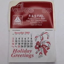 2001 Chester, IA CITGO R&S Fuel Truck Stop Calendar Gas Station Advertising E2